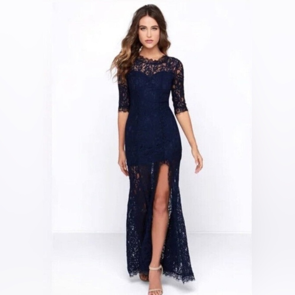NEW - Lulu’s Only One Navy Blue Lace Maxi Dress